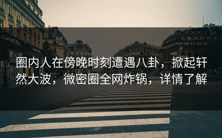 圈内人在傍晚时刻遭遇八卦，掀起轩然大波，微密圈全网炸锅，详情了解