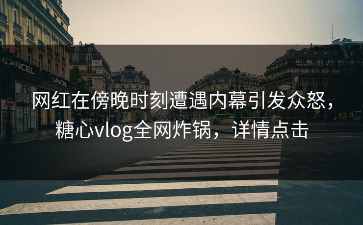 网红在傍晚时刻遭遇内幕引发众怒,糖心vlog全网炸锅,详情点击 网红在傍晚时刻遭遇内幕引发众怒,糖心vlog全网炸锅,详情点击